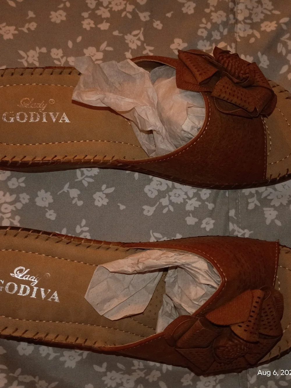 Lady Godiva Floral Slide Sandal Wedges